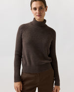 Load image into Gallery viewer, Dakota Turtleneck Sweater in Heather Espresso Cashmere
