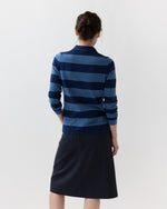Load image into Gallery viewer, Georgina Rugby Sweater in Airforce Blue/Navy Stripe Cotton/Silk
