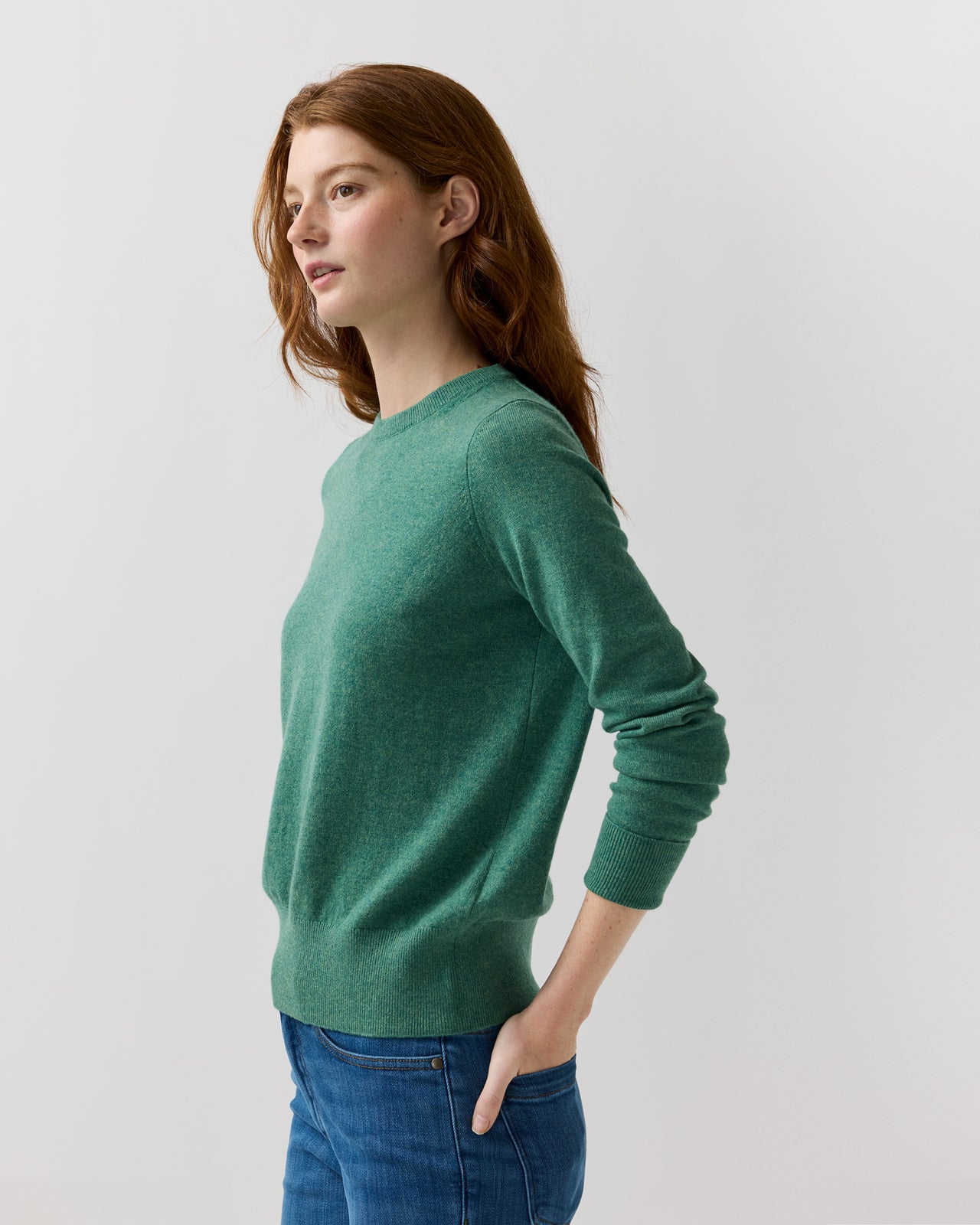 Kit Crewneck Sweater in Lovat Cashmere