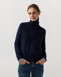 Kit Turtleneck Sweater in Navy Cashmere