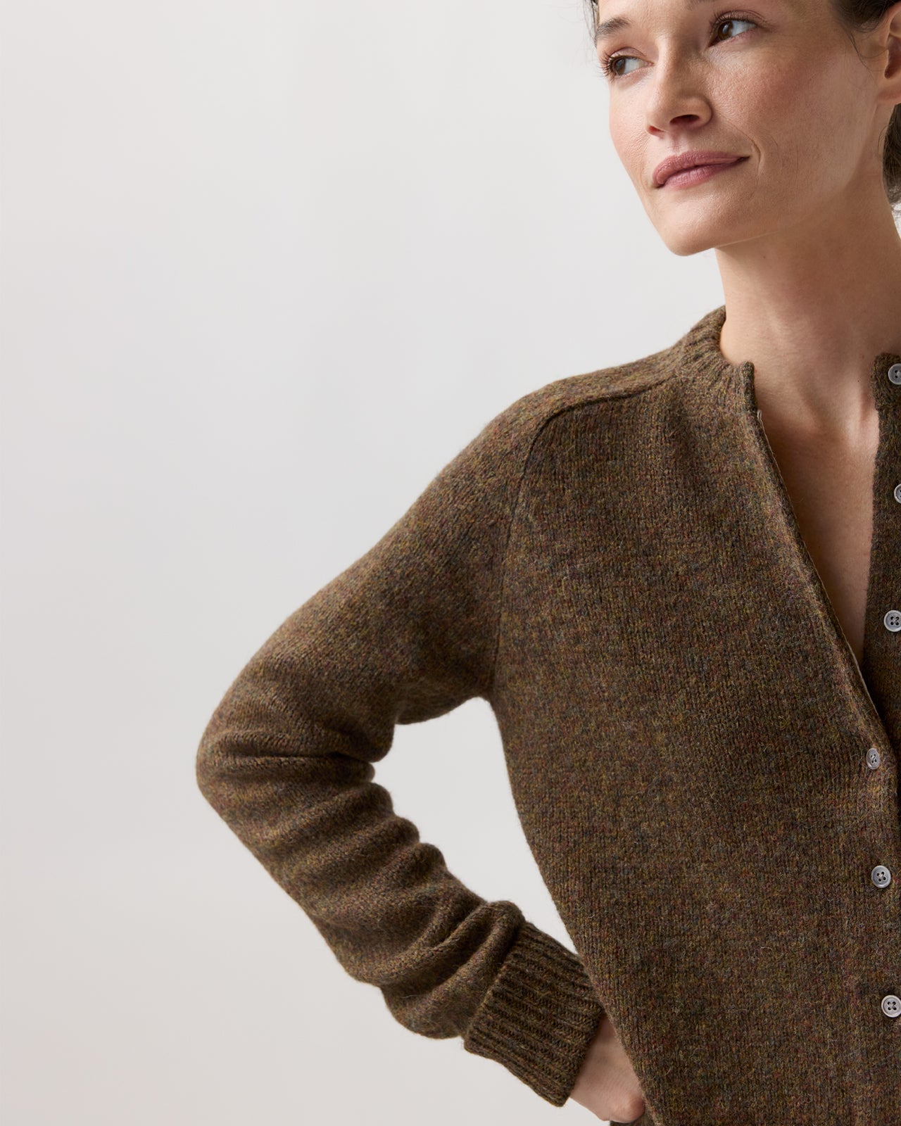 Romy Cardigan in Heather Chestnut Rustic Wool