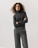 Load image into Gallery viewer, Superfine Funnel-Neck Sweater in Charcoal Cashmere

