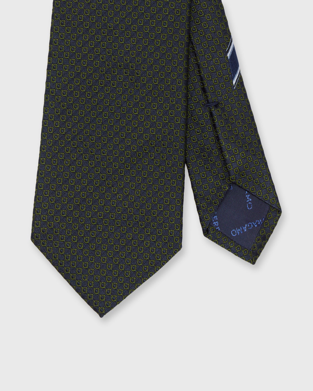 Silk Print Tie in Dark Green Gancini