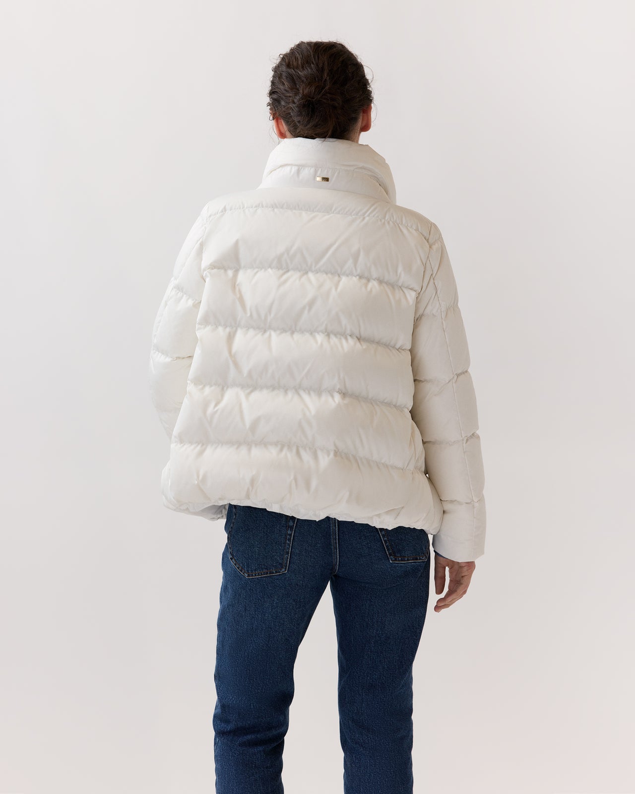 Sateen Nylon Short Jacket in White