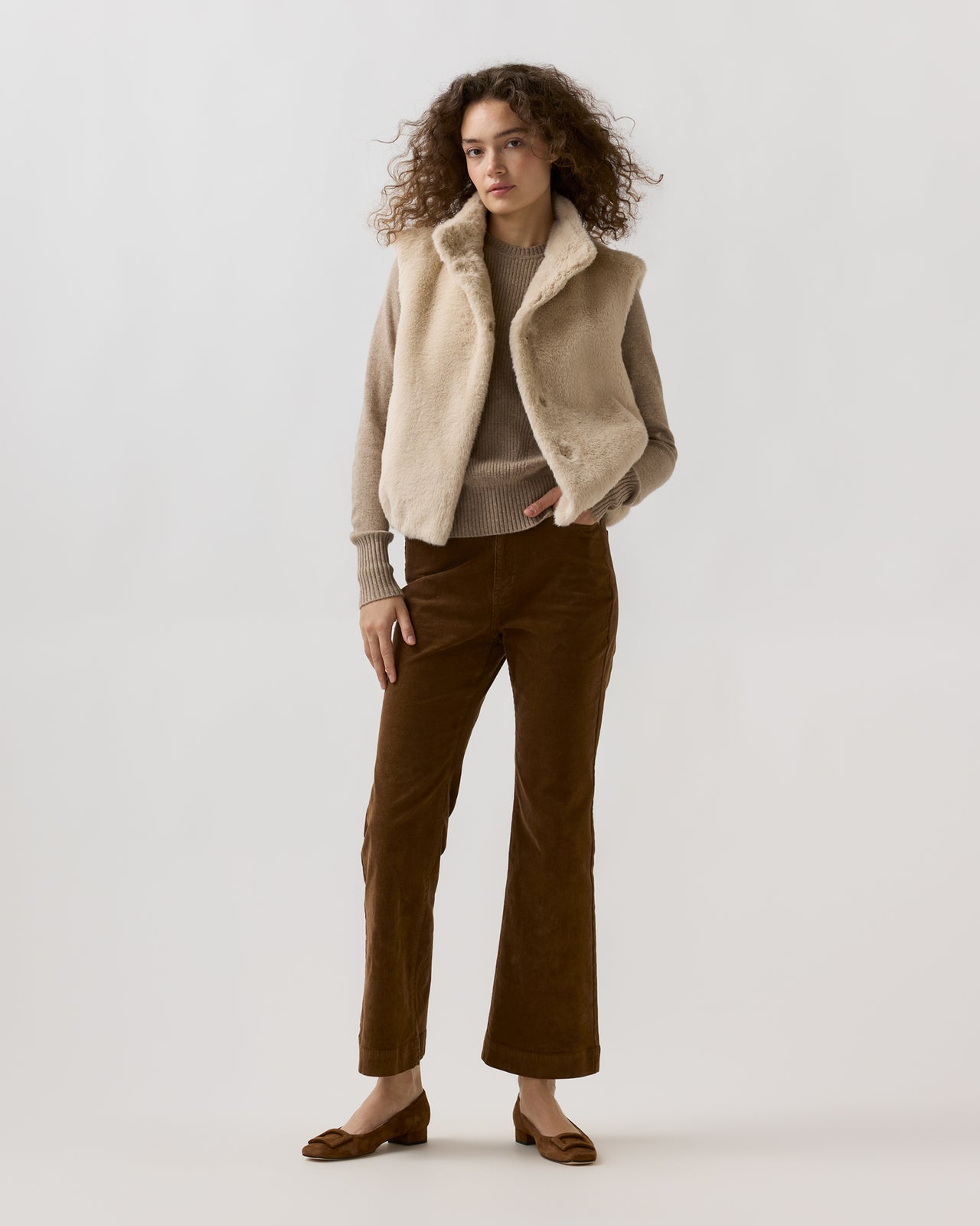 Faux Fur Vest in Champagne