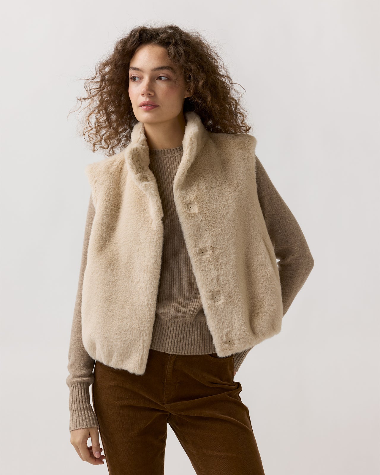 Faux Fur Vest in Champagne