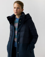 Load image into Gallery viewer, Mixed Media Long Puffer in Navy
