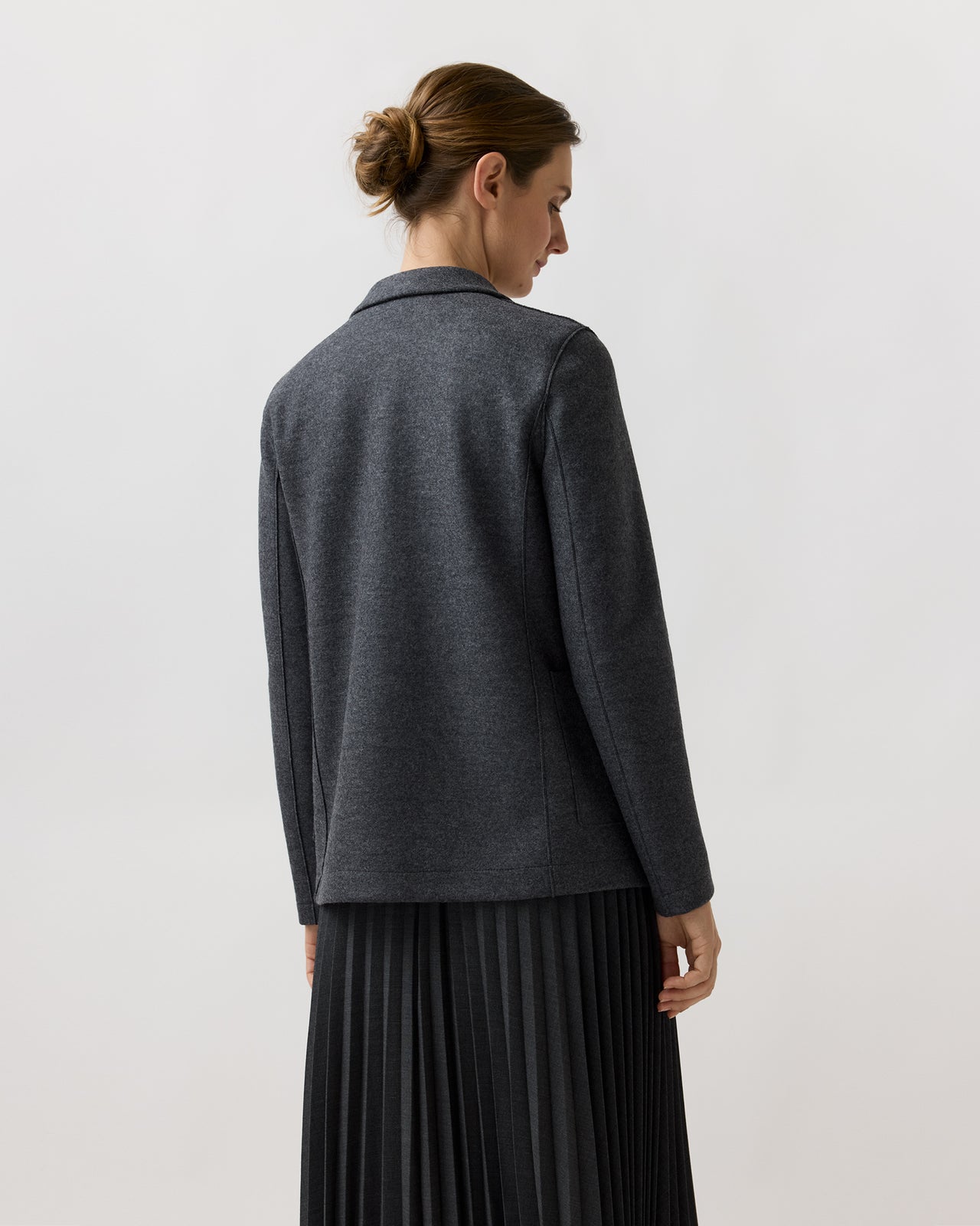 Stand Up Collar Blazer in Grey Melange