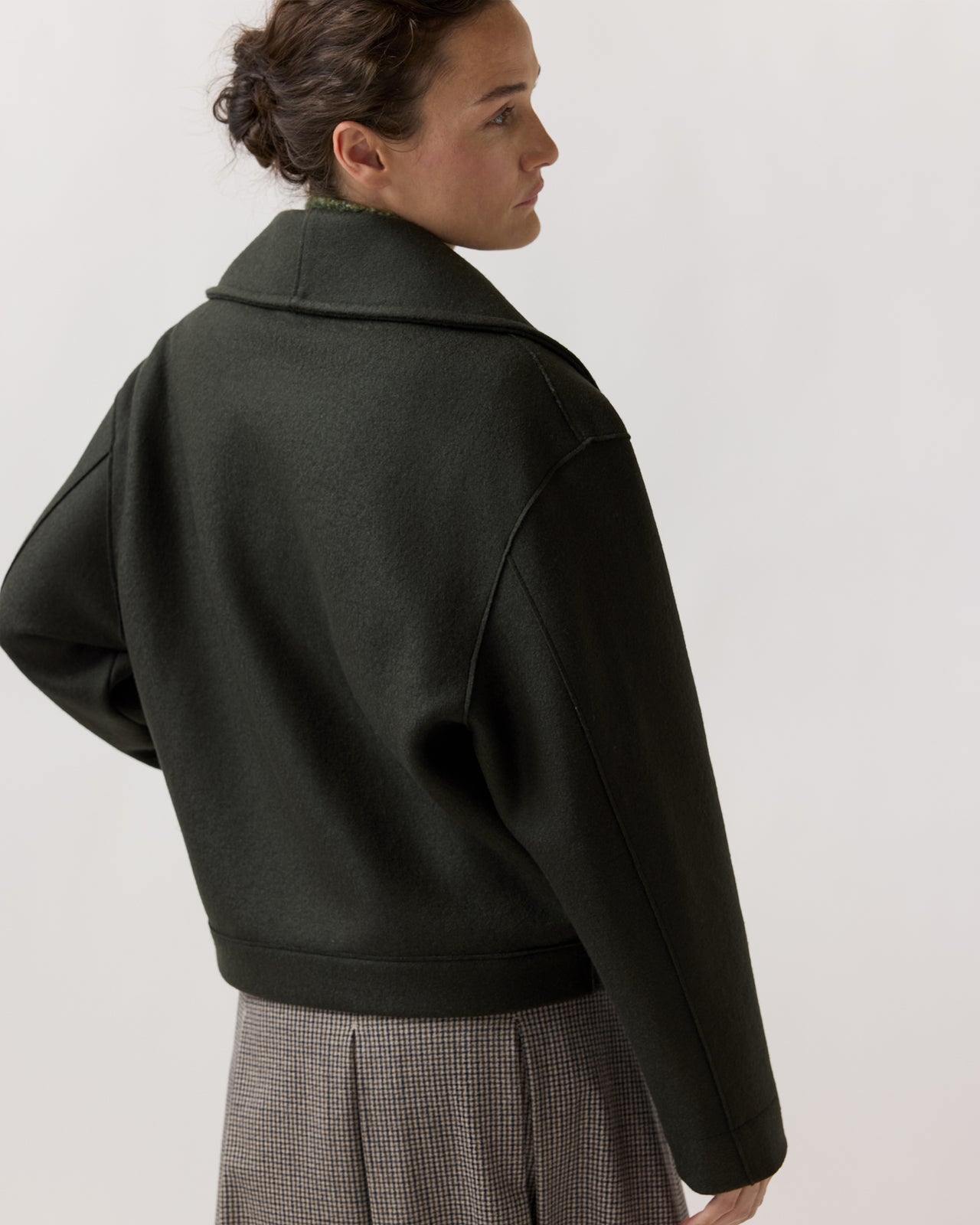 Funnel Biker Jacket in Dark Khaki