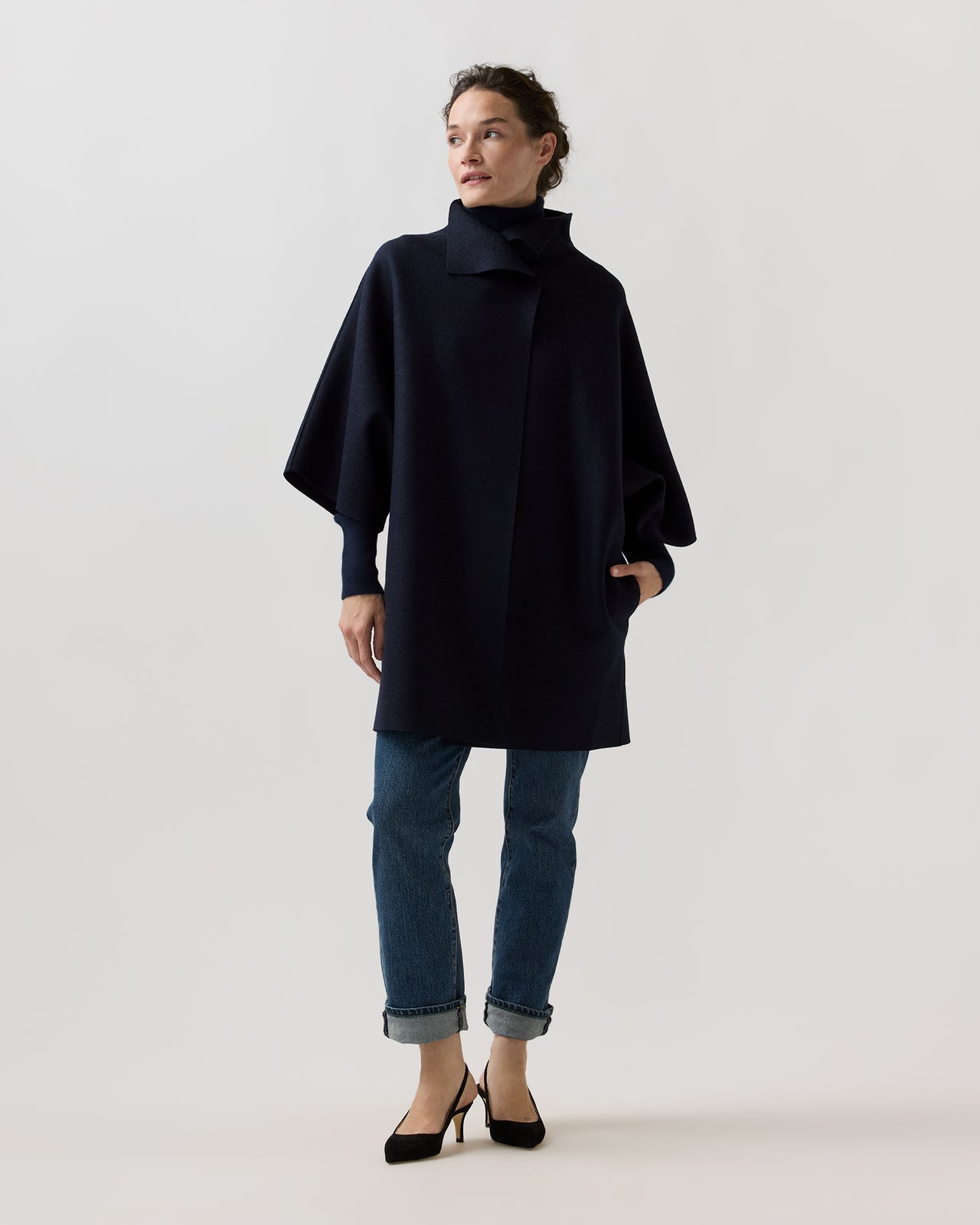 Kimono Coat in Navy Blue
