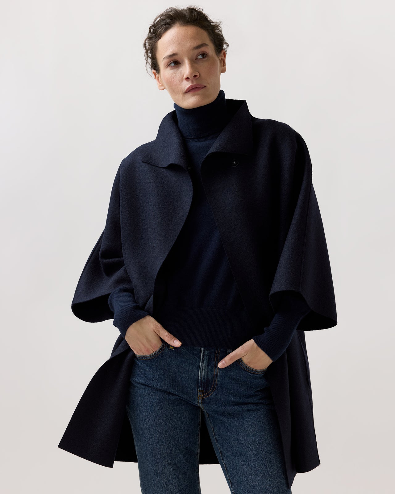 Kimono Coat in Navy Blue