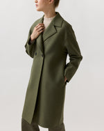Load image into Gallery viewer, Dropped Shoulder Double Breasted Coat in Hunting Green
