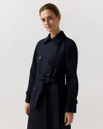 Load image into Gallery viewer, Long Raglan Trench Coat in Navy Blue
