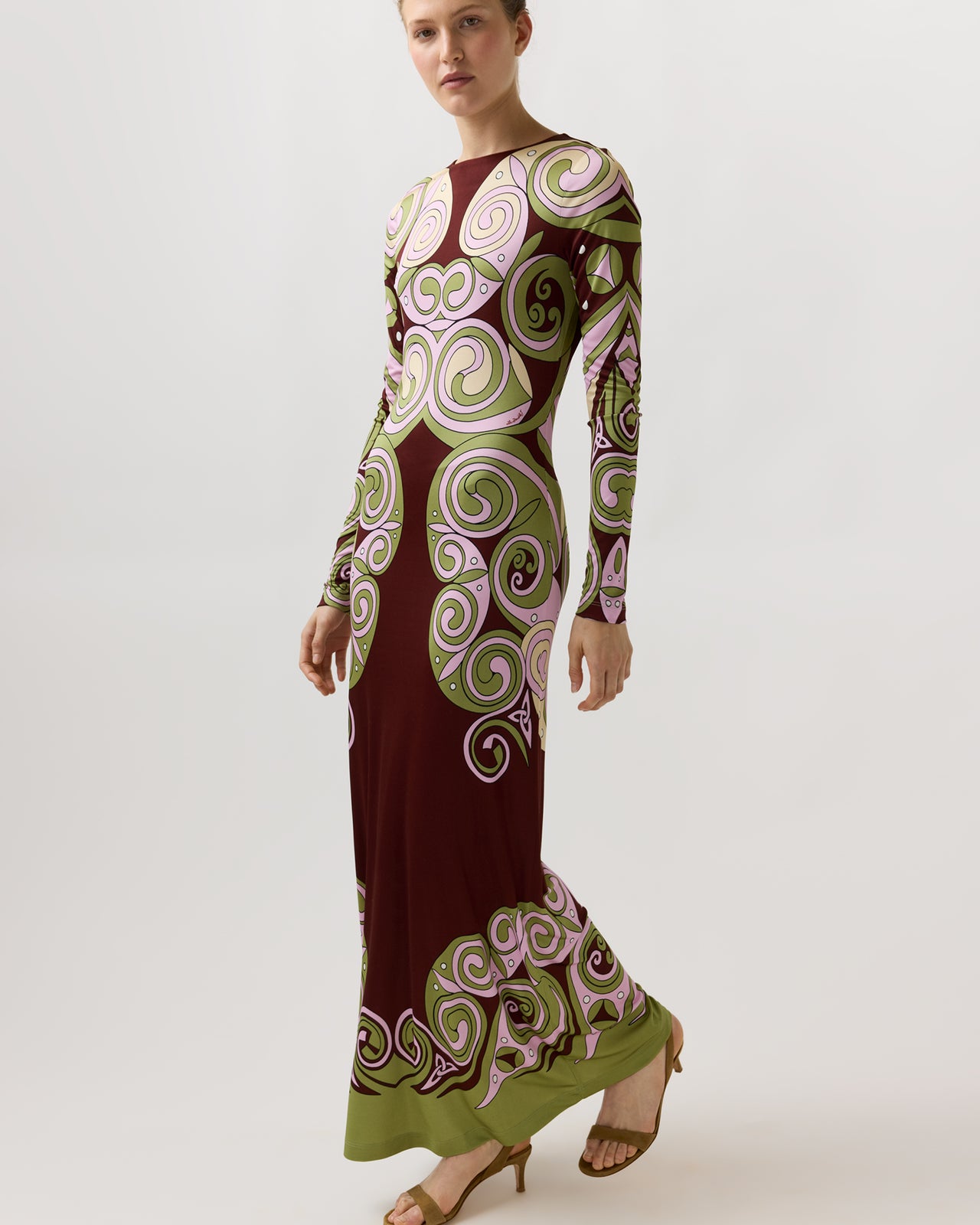 Long Sleeve Swing Dress in Kells Swirl Placée