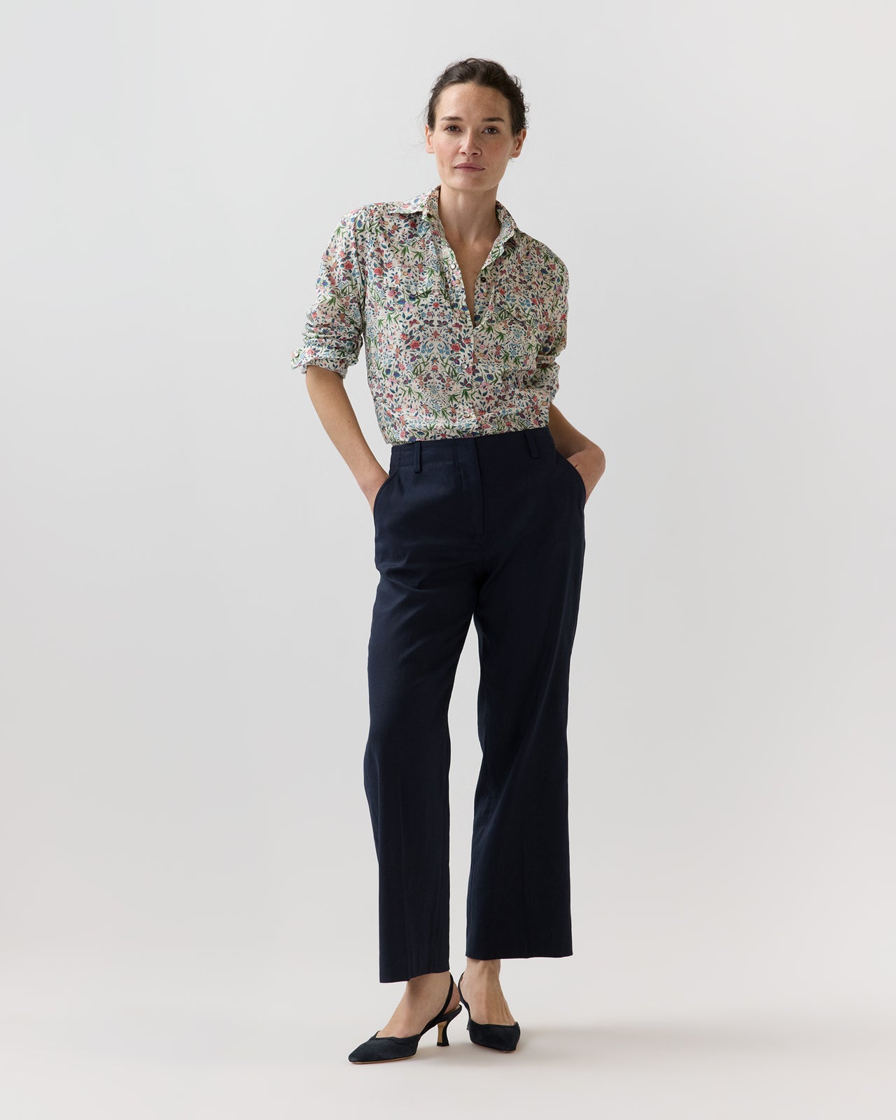 Western Shirt in Alabaster/Multi Tapestry Liberty Fabric
