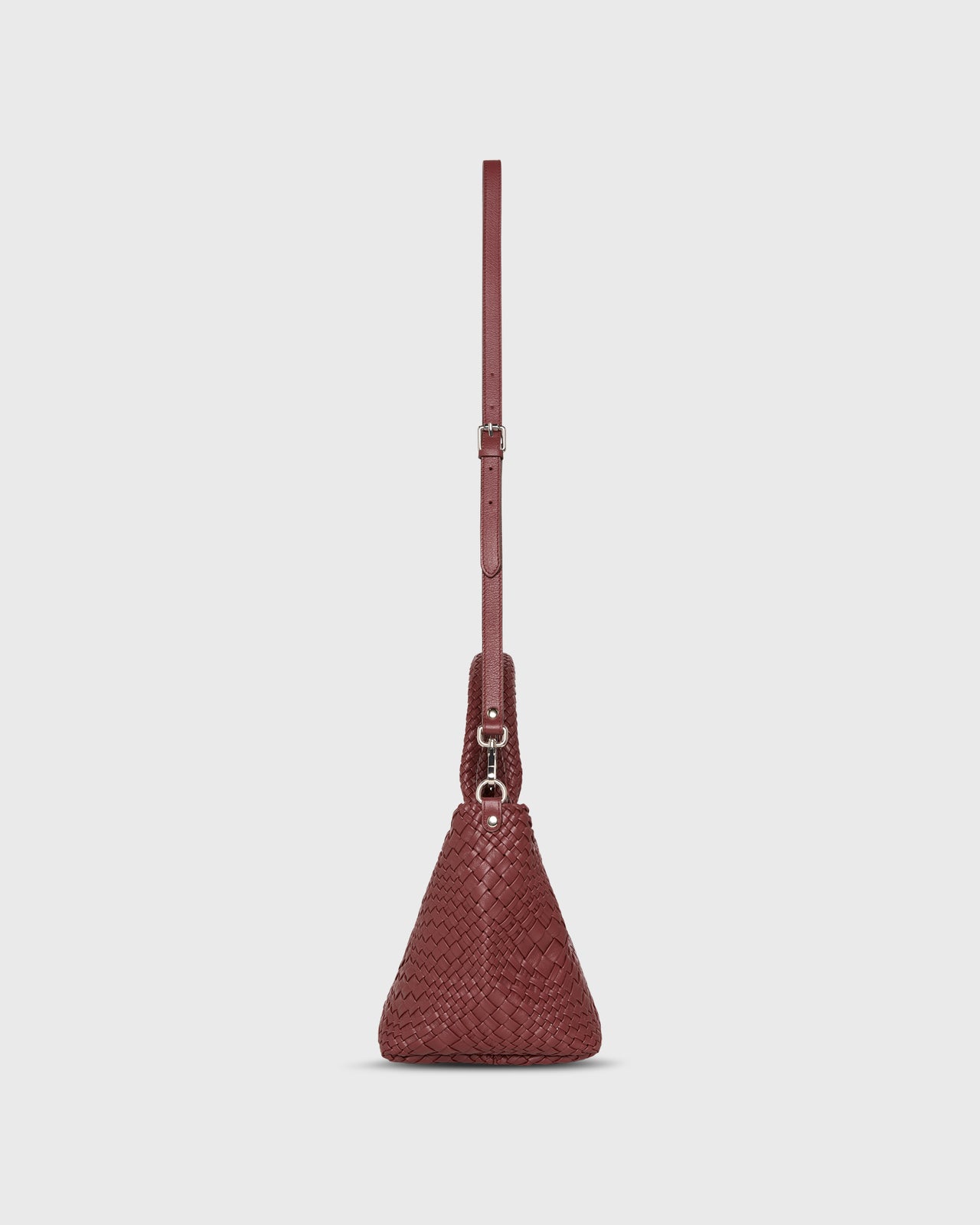 Lily Handwoven Tote in Crimson Leather