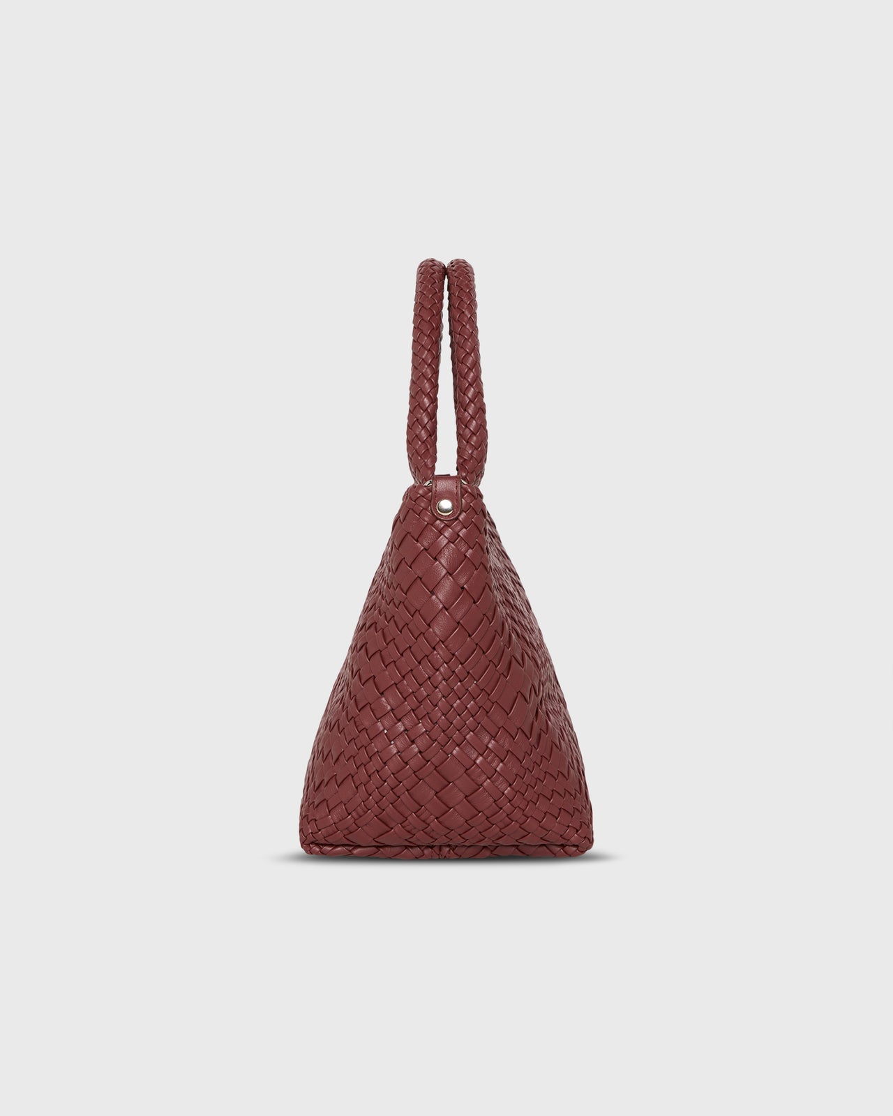 Lily Handwoven Tote in Crimson Leather