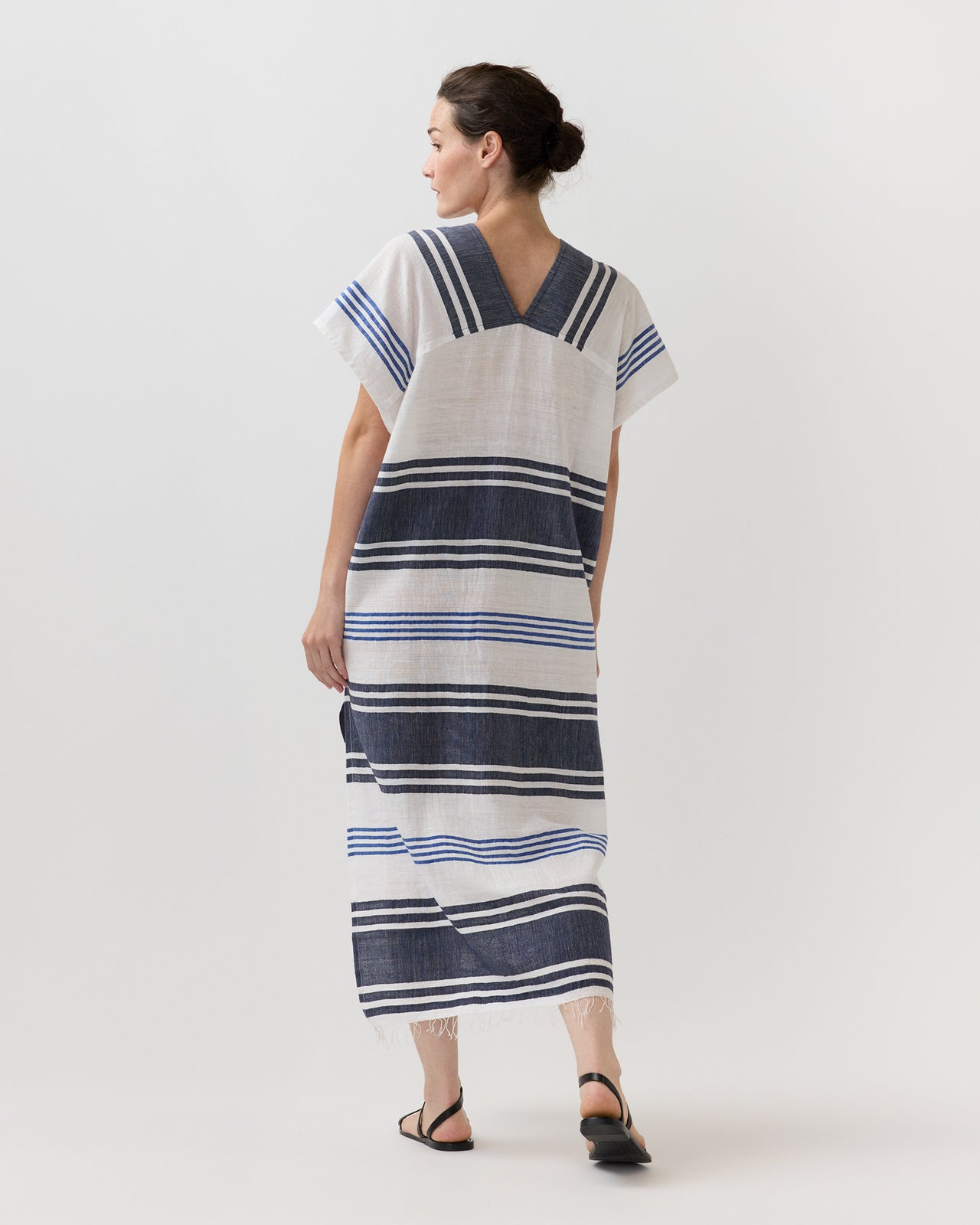Gasira V-Neck Caftan in Marina Blue