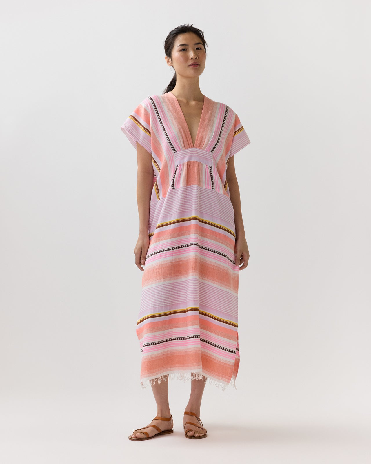 Gasira V-Neck Caftan in Kiremiti Pink