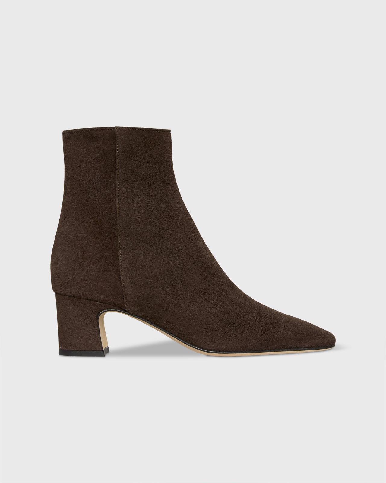 Simple Side-Zip Ankle Boot in Chocolate Suede