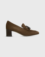 Load image into Gallery viewer, Tassel Heel Loafer in Brown Suede
