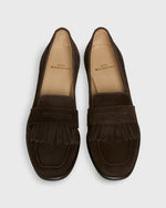 Load image into Gallery viewer, Kate Fringed Loafer in Brown Suede
