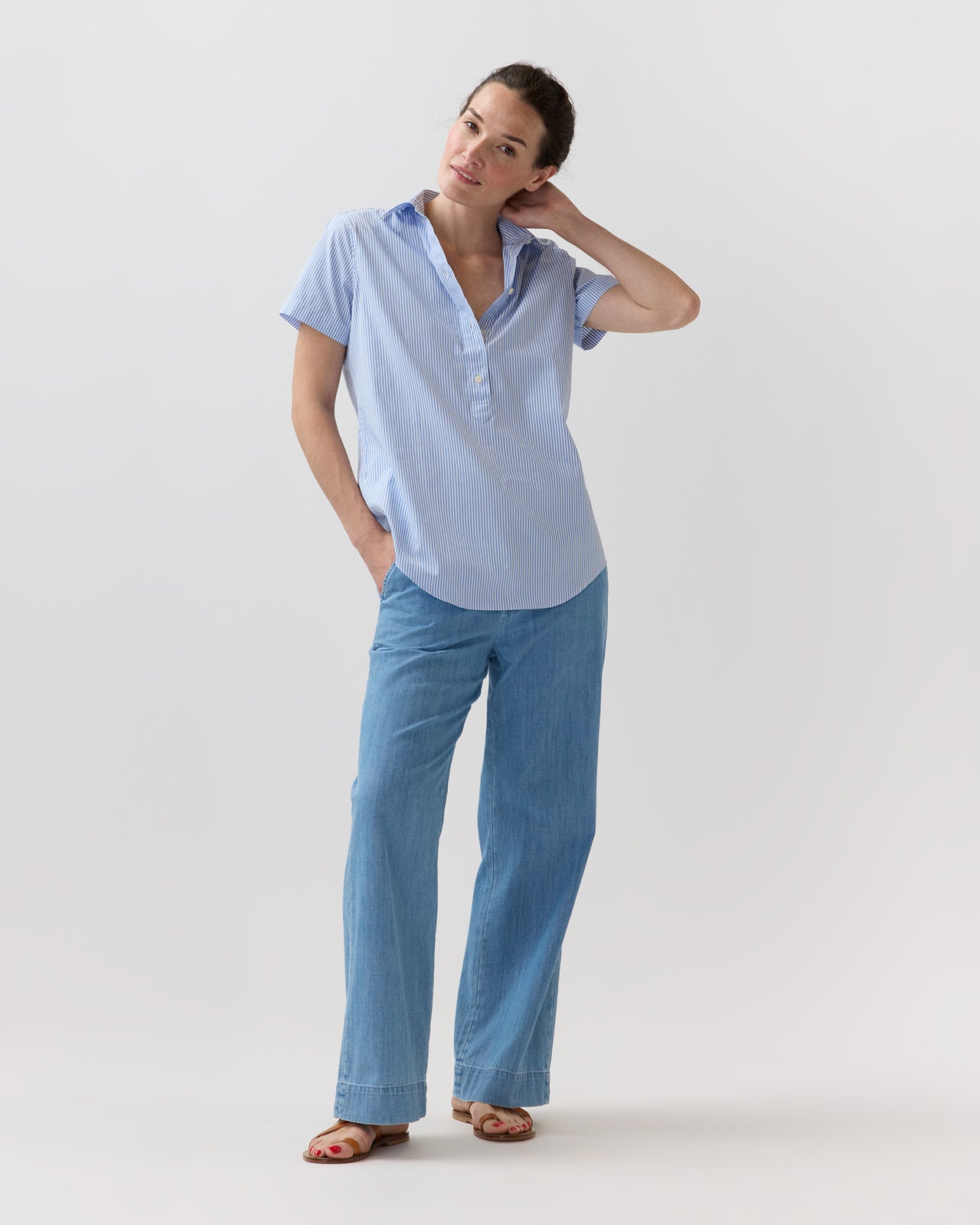Scout Shirt in Light Blue Banker Stripe