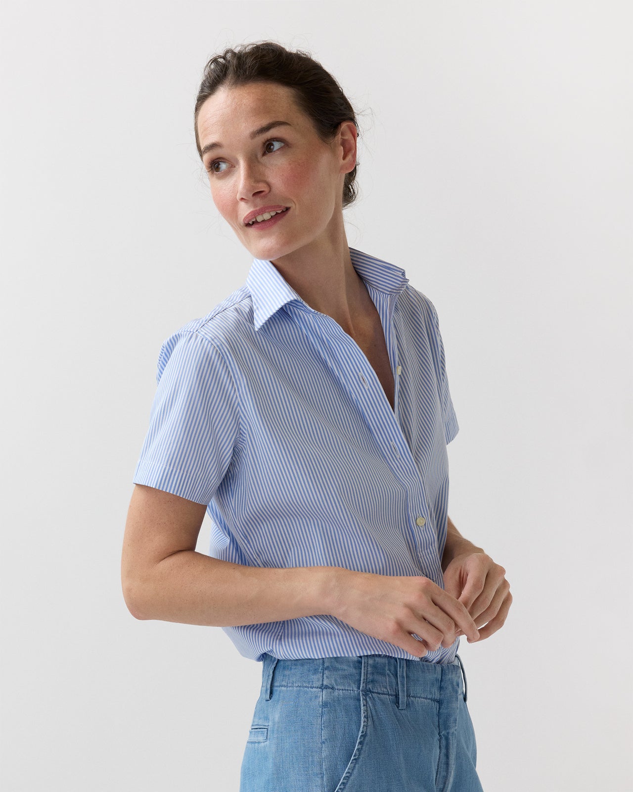 Scout Shirt in Light Blue Banker Stripe