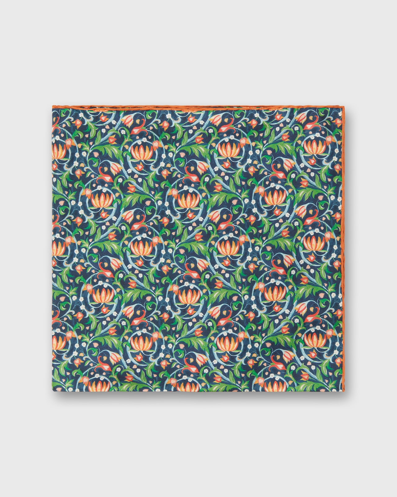 Medium Hand-Rolled Silk Scarf in Navy/Multi The Garden Room Liberty Fabric