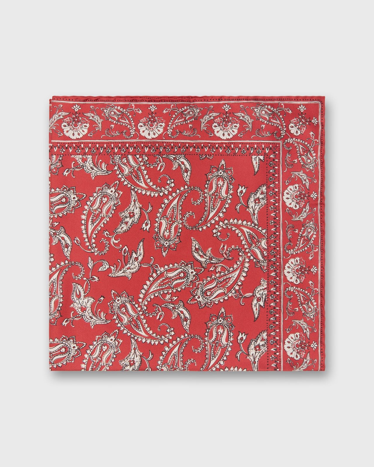 Medium Hand-Rolled Silk Scarf in Red Bandana Twill