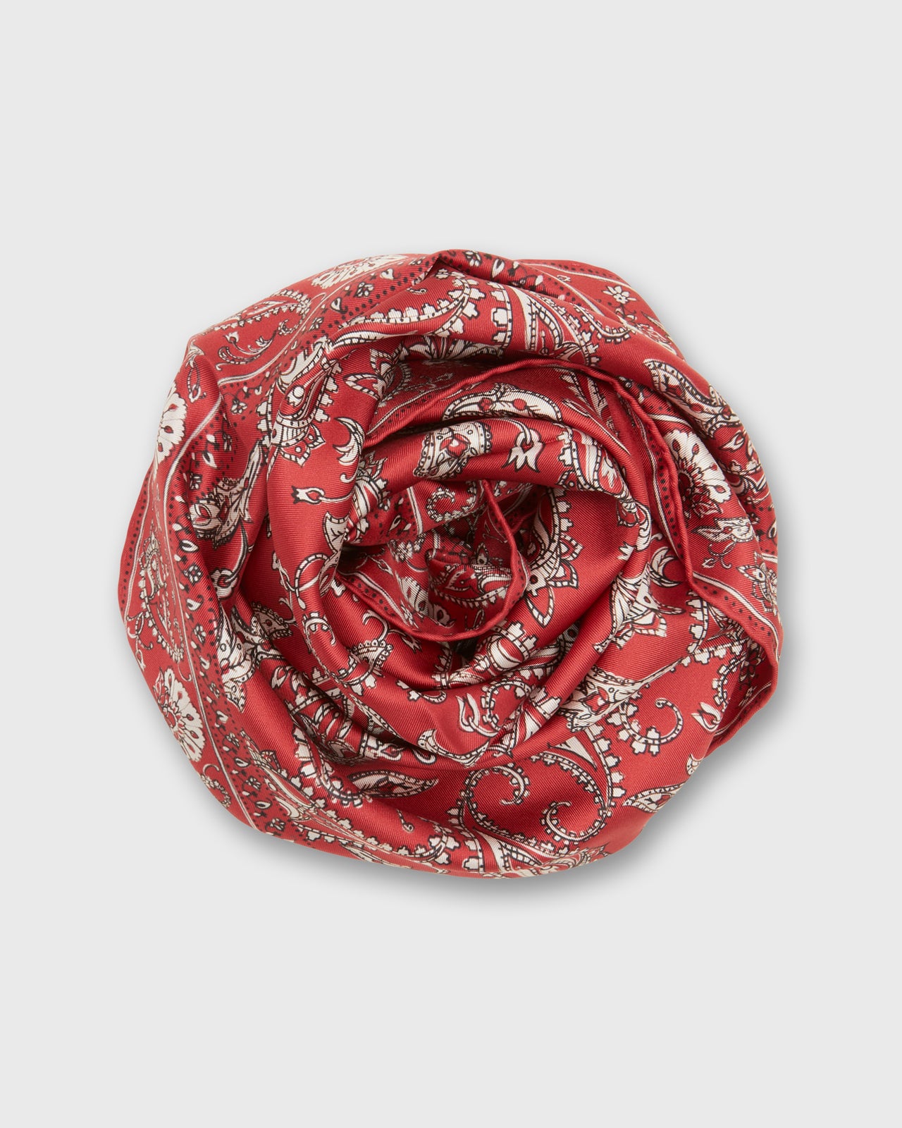 Medium Hand-Rolled Silk Scarf in Red Bandana Twill