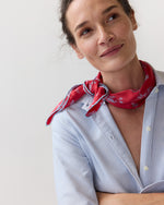 Load image into Gallery viewer, Medium Hand-Rolled Silk Scarf in Red Elizabeth Sketch Liberty Fabric
