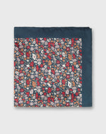 Load image into Gallery viewer, Large Hand-Rolled Scarf in Navy/Red Petal &amp; Daisy Liberty Fabric Silk Twill
