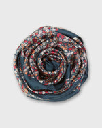 Load image into Gallery viewer, Large Hand-Rolled Scarf in Navy/Red Petal &amp; Daisy Liberty Fabric Silk Twill
