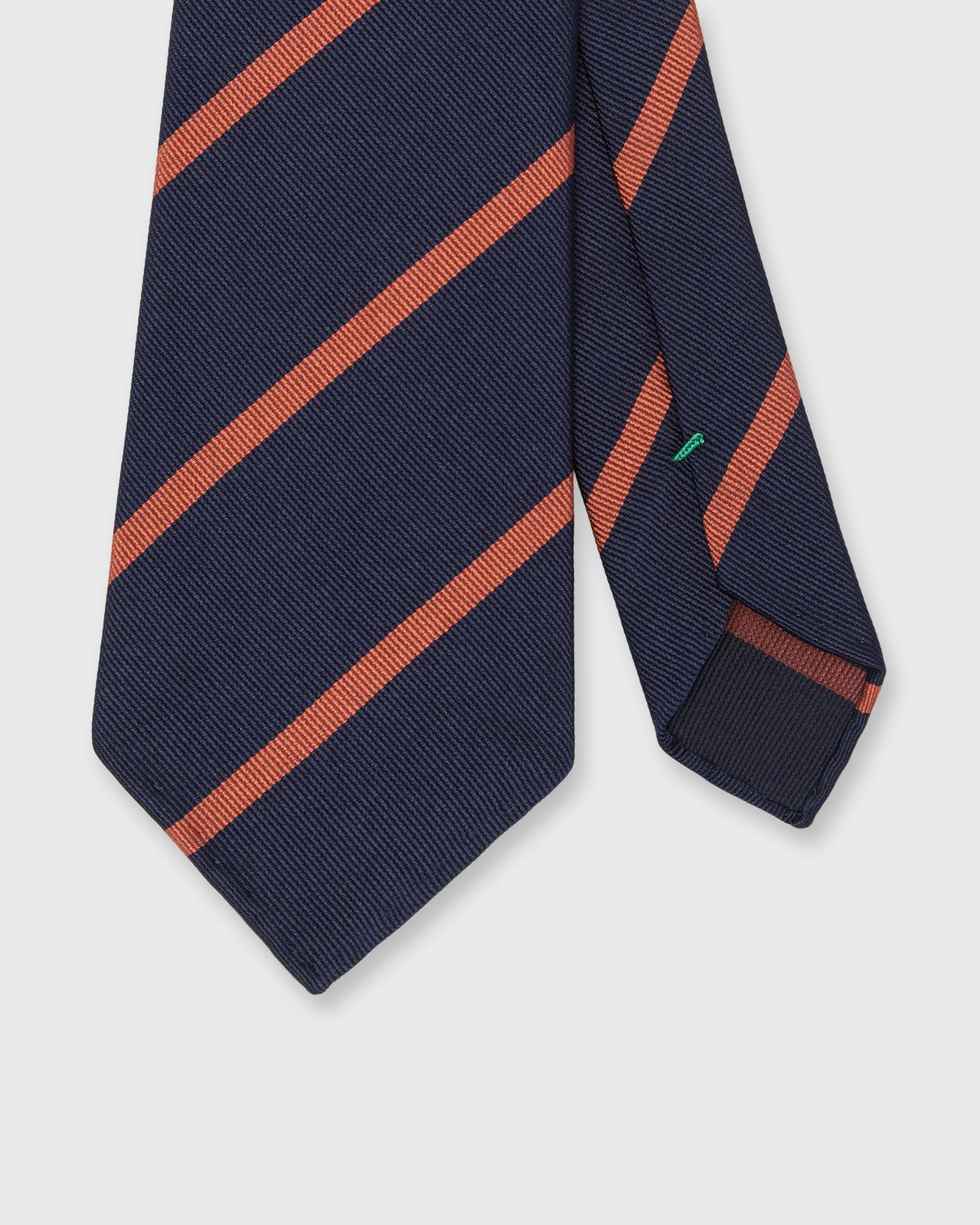 Silk Woven Tie in Navy/Salmon Stripe