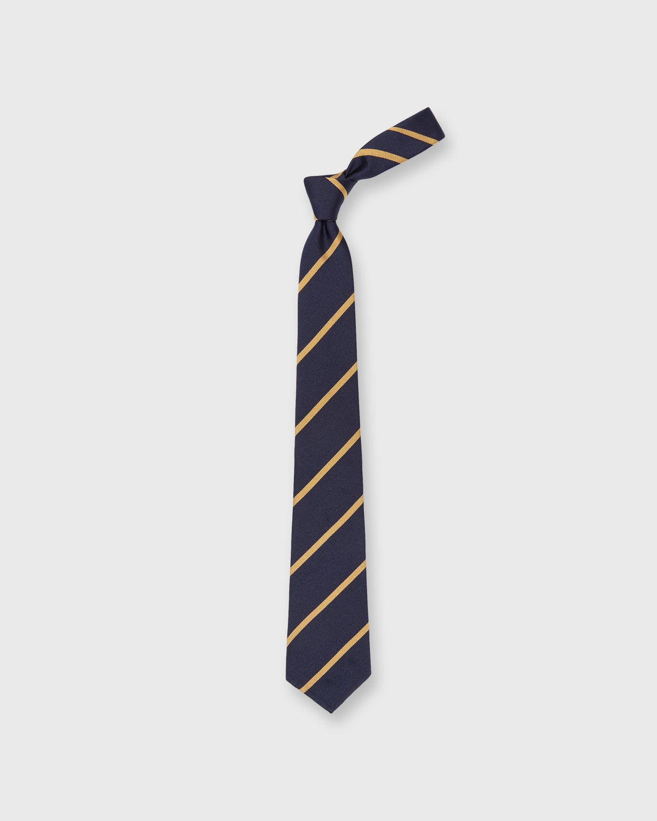 Silk Woven Tie in Navy/Gold Bar Stripe
