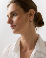 Load image into Gallery viewer, Tiny Ceramic Egg Earrings in Jet/Gold

