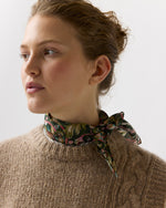 Load image into Gallery viewer, Hand-Rolled Silk Anyway Scarf in Olive/Rose The West Garden Liberty Fabric
