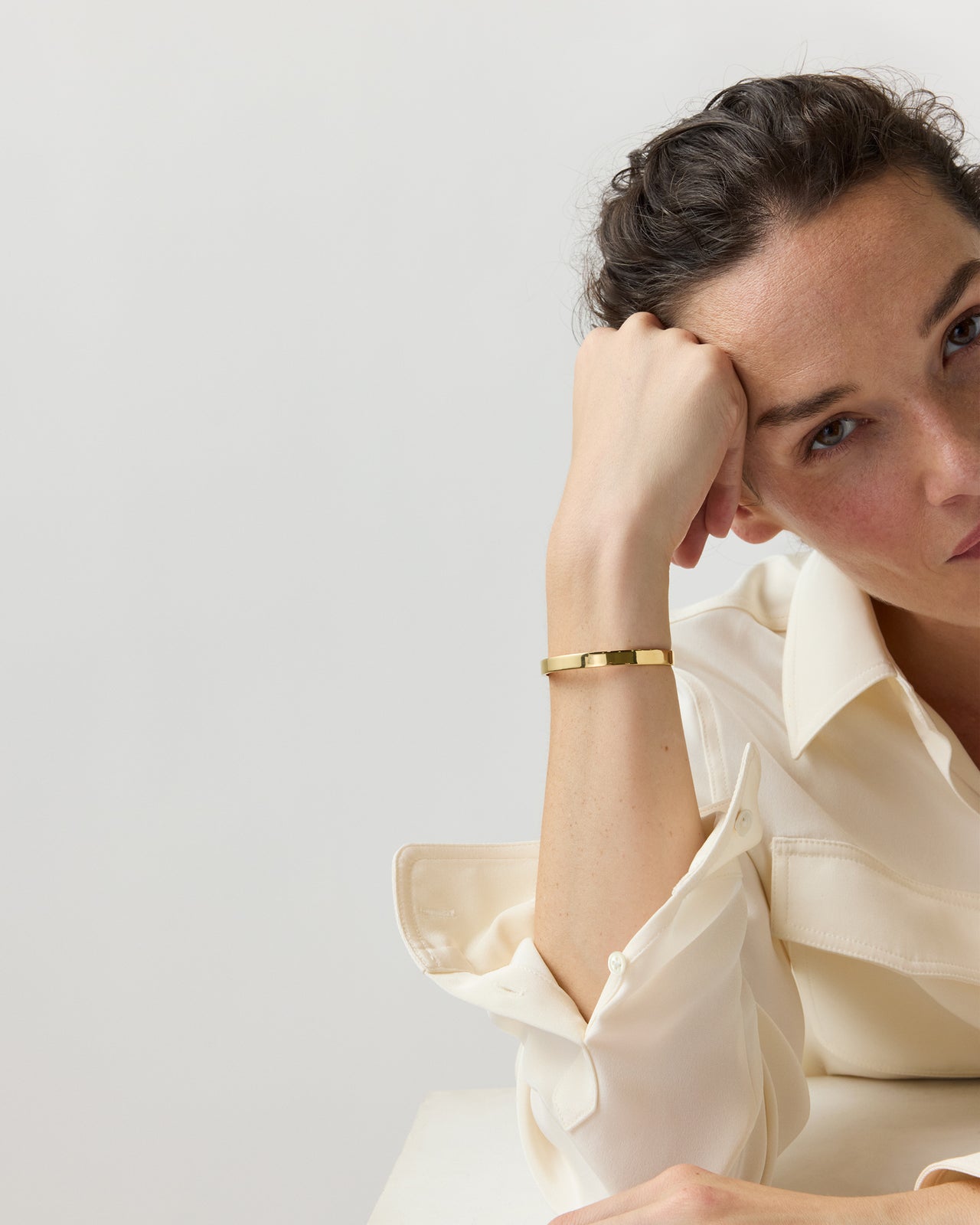 Flat Cuff Bracelet in Gold