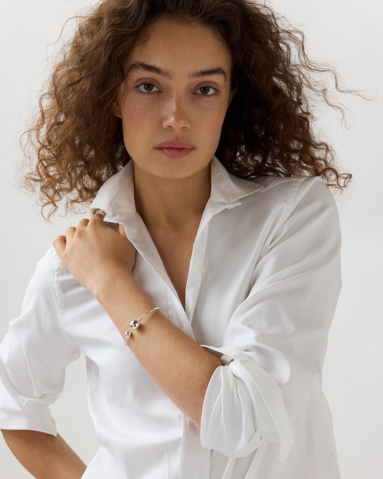 Ball Cuff Bracelet in Silver