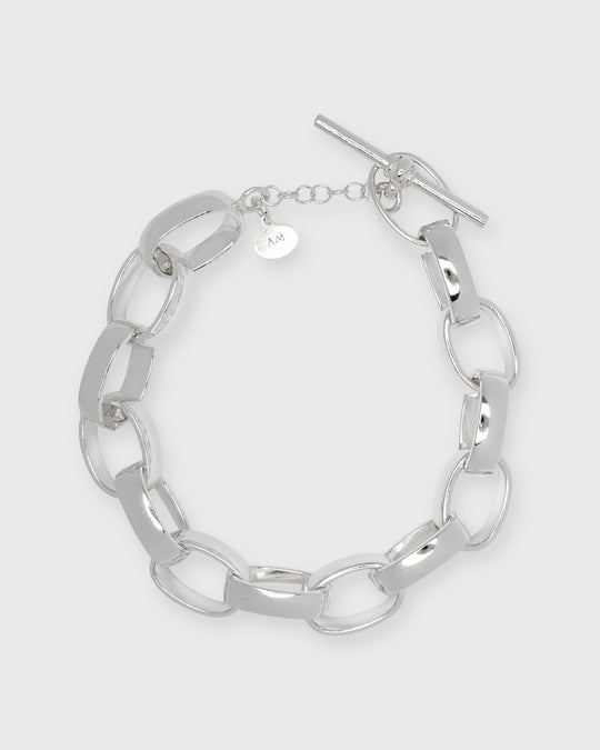 Oval Link Bracelet in Silver