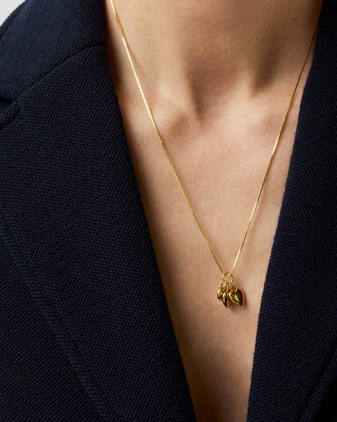 Heart Trio Pendant in Gold