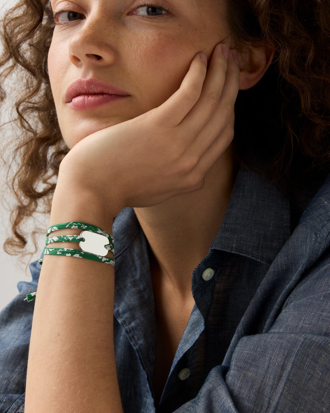Flat Charm Wrap Bracelet in Green Capel Liberty