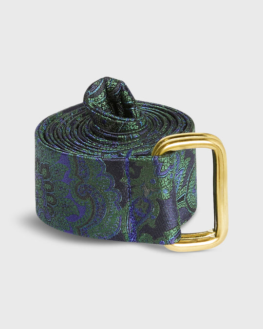 D-Ring Belt in Navy Delta Paisley