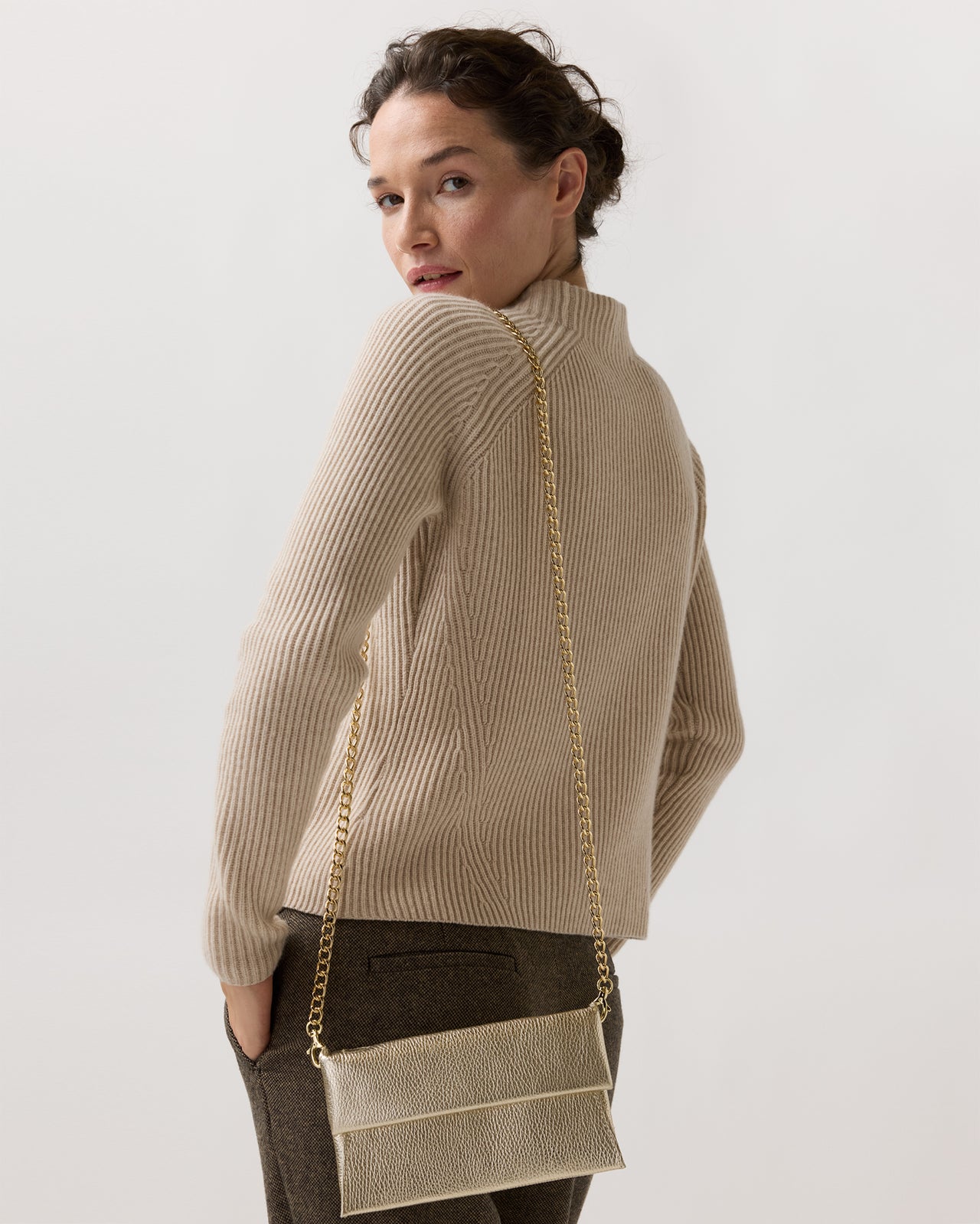 Paige Clutch in Platino Leather