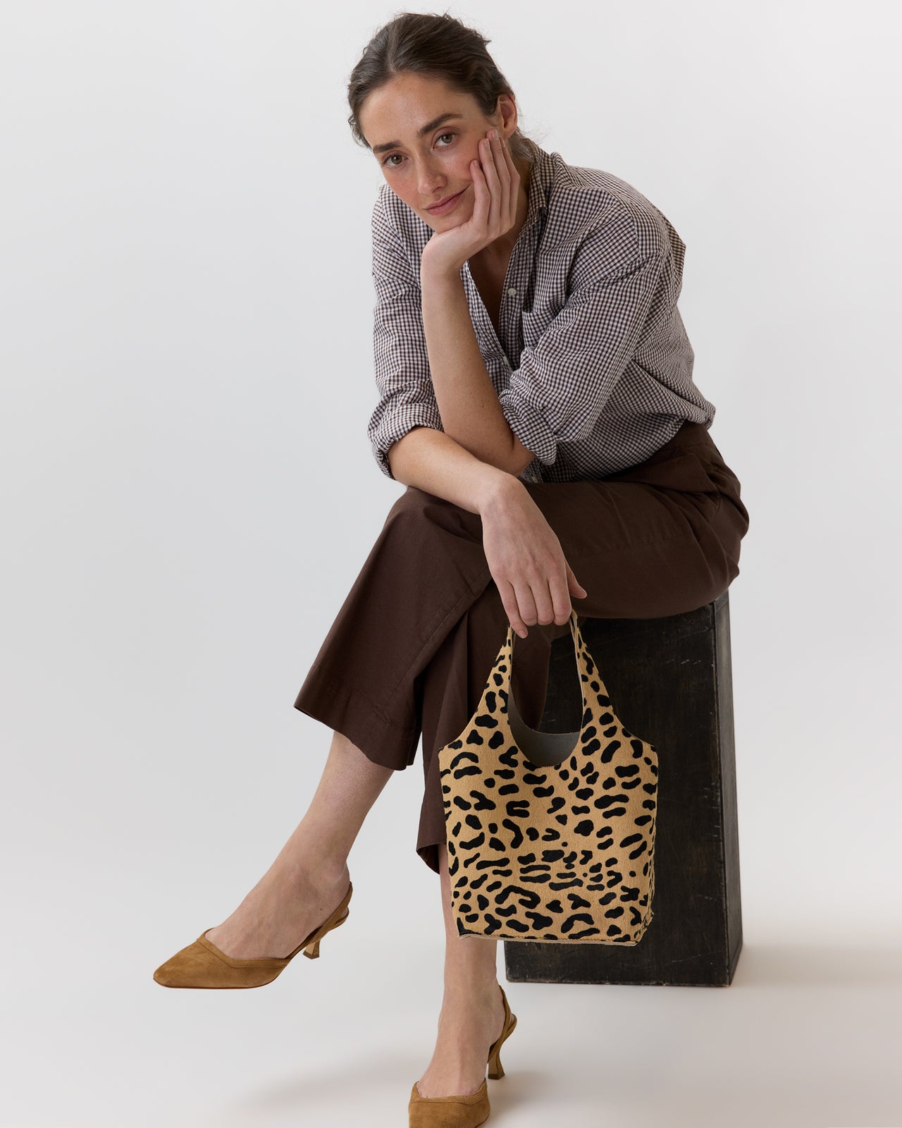 Paola Bucket Bag in Leopard Calf Hair