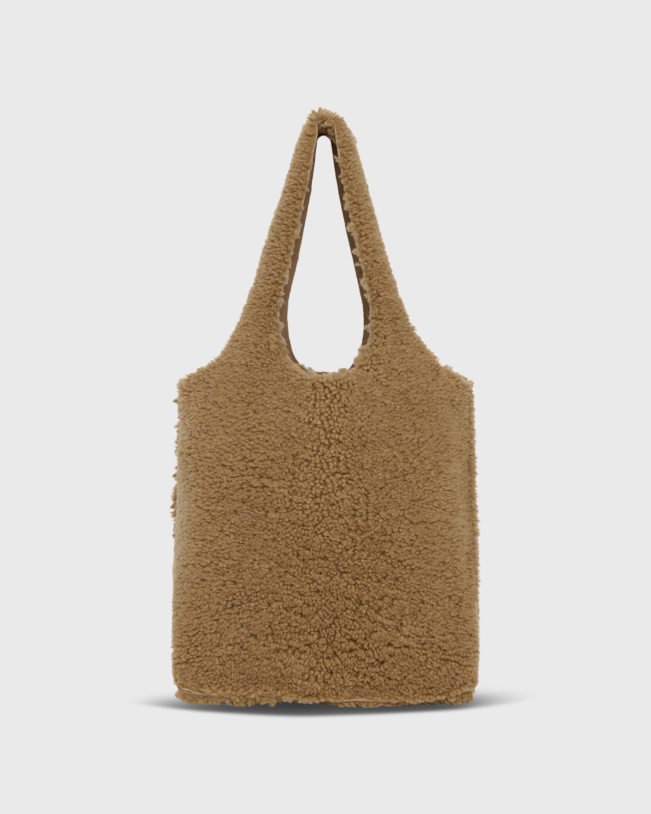 Paola Bucket Bag in Tan Shearling