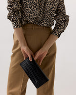 Load image into Gallery viewer, Patricia Clutch in Black Printed Croco
