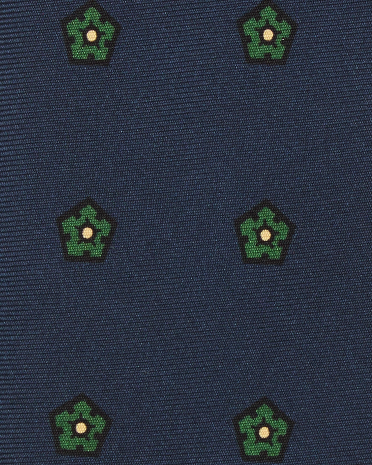 Silk Print Tie in Navy/Green/Butter Flower
