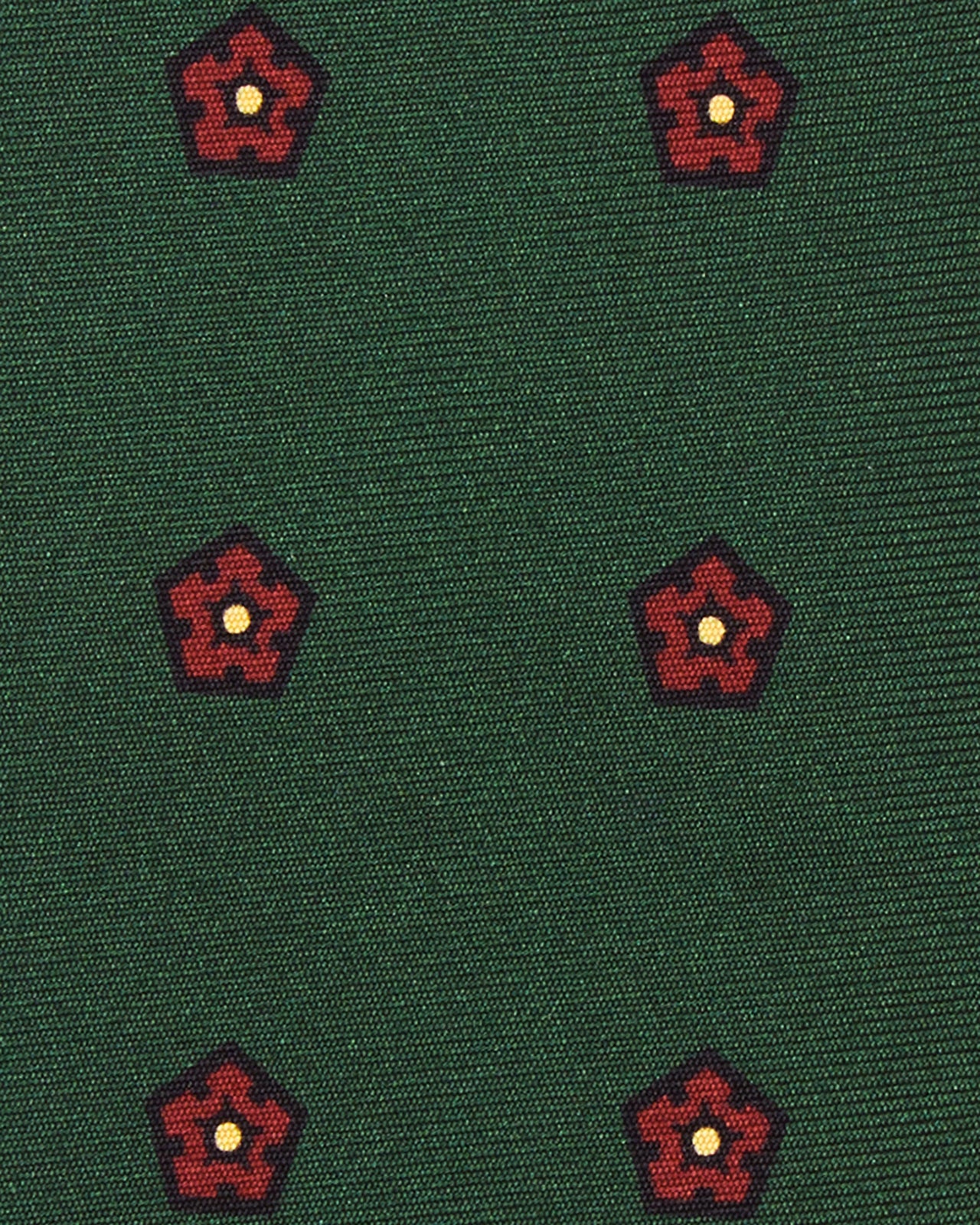 Silk Print Tie in Green/Red/Butter Flower